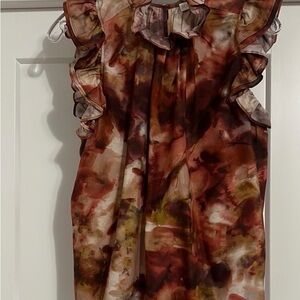 Marie Oliver Rust Burnt Orange ruffle blouse size Small S